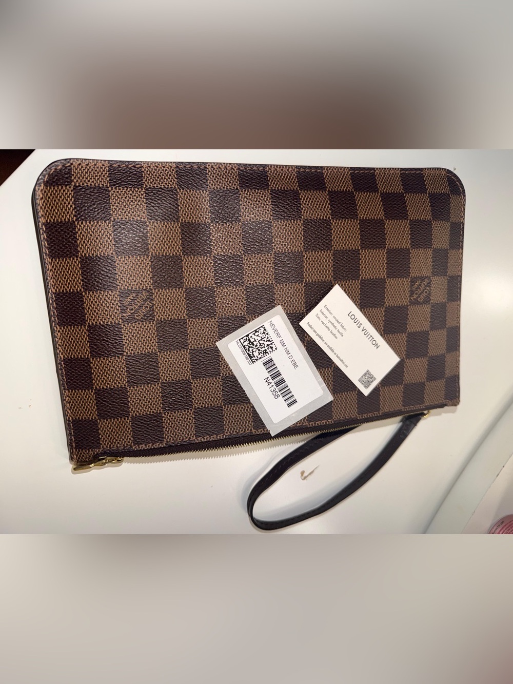 Louis‎ Vuitton Brown Damier Zip Wristlet Clutch